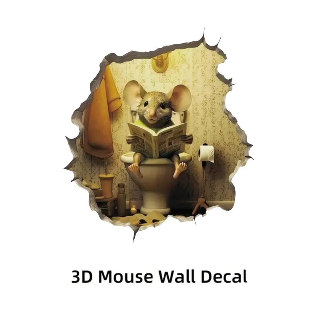 Hilarious Mouse Hole in the Wall Sticker Reading Sitting on “Throne”